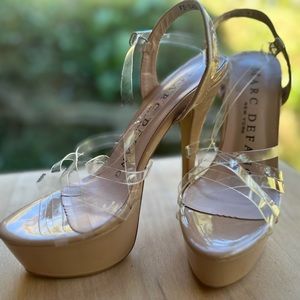 Marc Defang Womens Marc Tops Clear Transparent Straps Pageant Platform Pumps